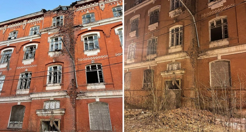Фото к статье: В Твери обрушился фасад казармы в Морозовском городке