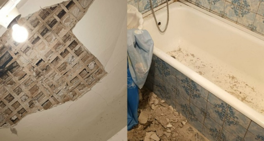 В Твери в доме, где идет капремонт, в одной из квартир рухнул потолок