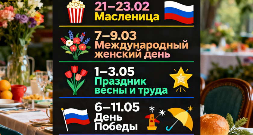 Новогодние каникулы в 2026 году продлятся 12 дней